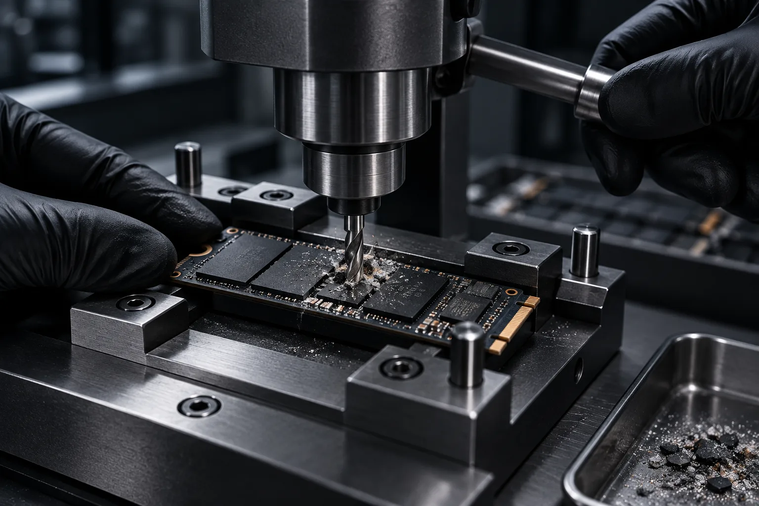Mechanische Finalisierung eines SSD-Speichermoduls
